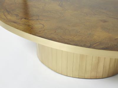 Richard Esabelle Faure Large oval Isabelle and Richard Faure oxidized brass coffee table 1970s