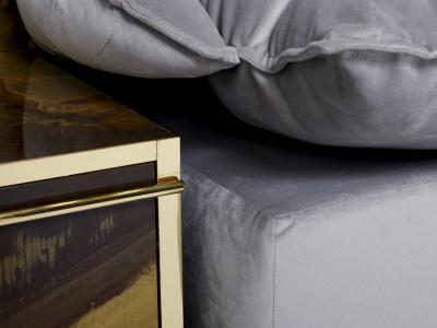 Richard Esabelle Faure Unique Isabelle Richard Faure oxidized brass velvet sofa bed 1970s