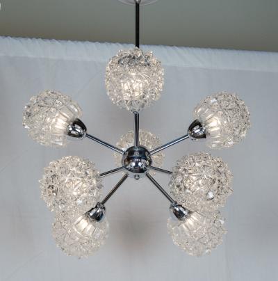 Richard Essig Eight Arm Chrome Glass Sputnik Chandelier