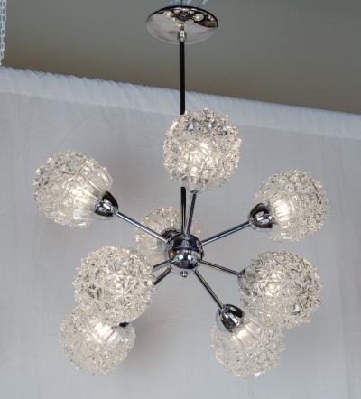 Richard Essig Eight Arm Chrome Glass Sputnik Chandelier