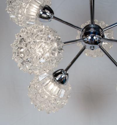 Richard Essig Eight Arm Chrome Glass Sputnik Chandelier