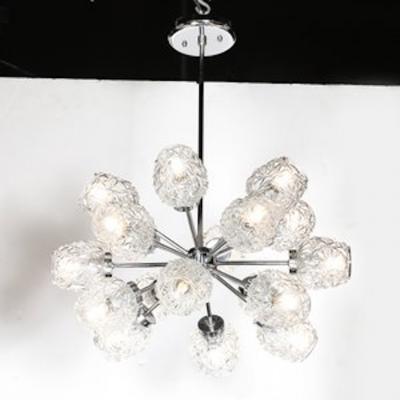 Richard Essig Mid Century 18 Arm Chrome Glass Sputnik Chandelier Attributed to Richard Essig