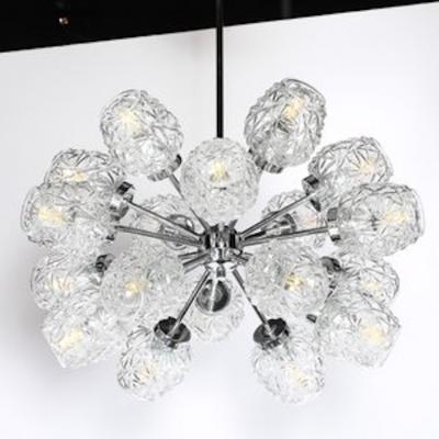 Richard Essig Mid Century 18 Arm Chrome Glass Sputnik Chandelier Attributed to Richard Essig