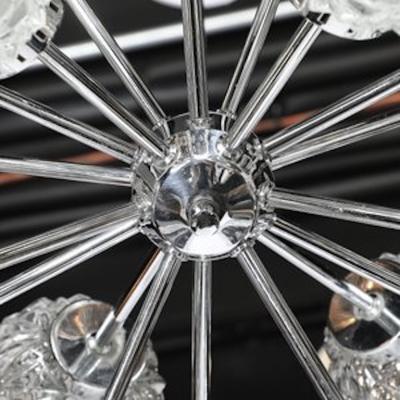 Richard Essig Mid Century 18 Arm Chrome Glass Sputnik Chandelier Attributed to Richard Essig