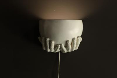 Richard Etts Richard Etts b 1941 Plaster Wall Sconce Signed and dtd 1976