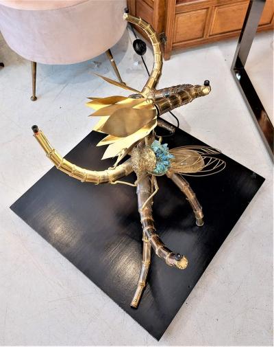Richard Faure Golden Dragonfly Coffee Table structure by Richard Faure 70s