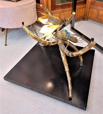 Richard Faure Golden Dragonfly Coffee Table structure by Richard Faure 70s