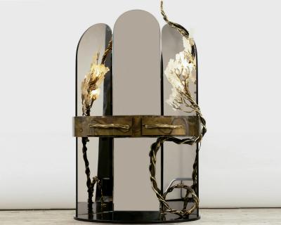 Richard Faure Large triptych dressing table by Richard Faure Paris France circa 1980