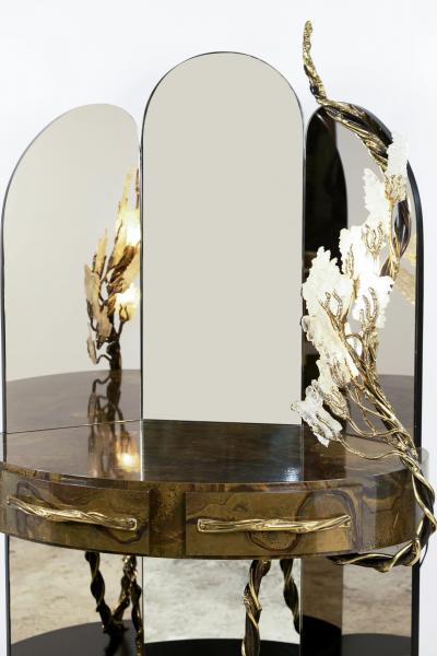 Richard Faure Large triptych dressing table by Richard Faure Paris France circa 1980
