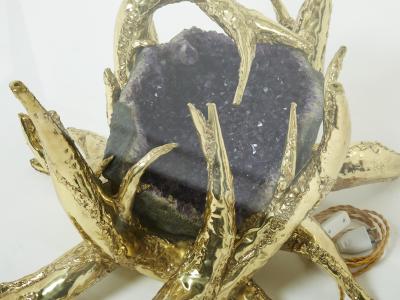 Richard Faure Signed Richard Faure bronze sculpture table amethyst 1970s