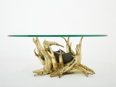 Richard Faure Signed Richard Faure bronze sculpture table amethyst 1970s