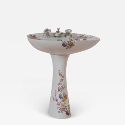 Richard Ginori Floral Bathroom Set by Richard Ginori Lavenite Series Italy 1950s