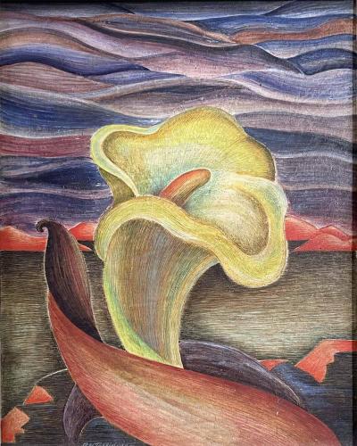 Richard H Taflinger American 1915 1986 Calla Lily and Purple Hills 