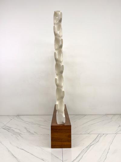 Richard Harvey Patinated Sculpta Grille Bones Screen on Walnut Base by Richard Harvey 1960s