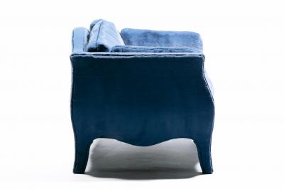 Richard Himmel Pair of Richard Himmel Lutece Bomb Settees in Sapphire Blue Faux Fur c 1970