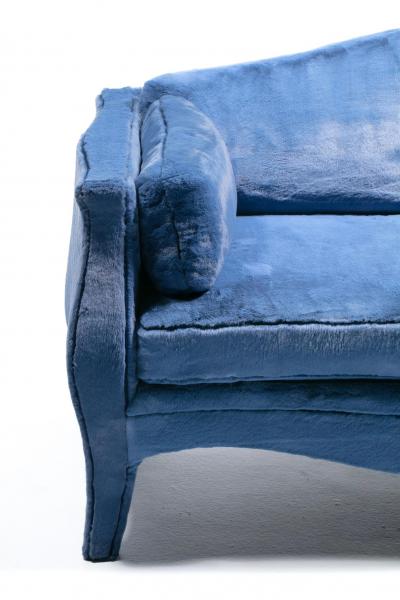 Richard Himmel Pair of Richard Himmel Lutece Bomb Settees in Sapphire Blue Faux Fur c 1970