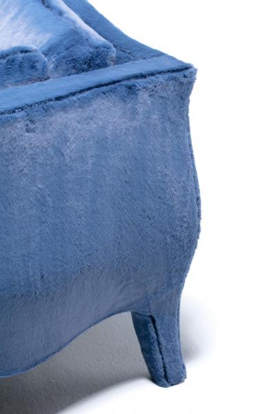 Richard Himmel Pair of Richard Himmel Lutece Bomb Settees in Sapphire Blue Faux Fur c 1970