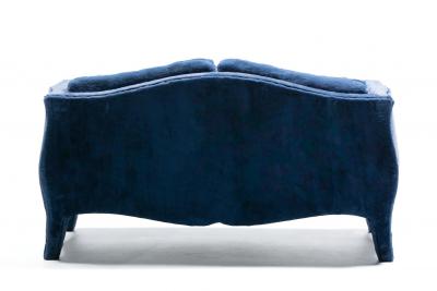 Richard Himmel Richard Himmel Lutece Collection Bomb Settee in Sapphire Blue Faux Fur c 1970