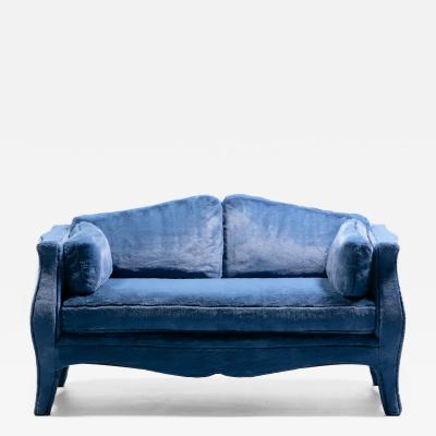 Richard Himmel Richard Himmel Lutece Collection Bomb Settee in Sapphire Blue Faux Fur c 1970