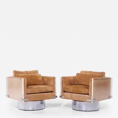 Richard Himmel Richard Himmel Mid Century Lucite Swivel Lounge Chairs Pair