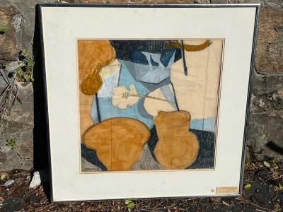 Richard Honymar ABSTRACT OIL AND WAX PAINTING TITLED INTERNAL TABLESCAPE BY RICHARD HONYMAR