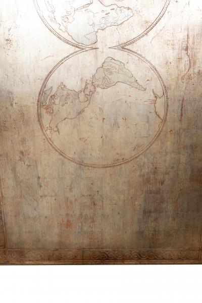 Richard Kuehne Silver Leaf Trestle Base Dining Table And Pair Of Benches