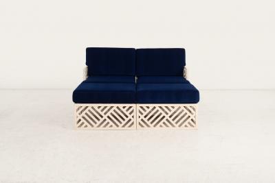 Richard L Sandfort Aluminum Outdoor Lounge Ottomans Set 1950