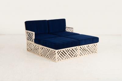 Richard L Sandfort Aluminum Outdoor Lounge Ottomans Set 1950