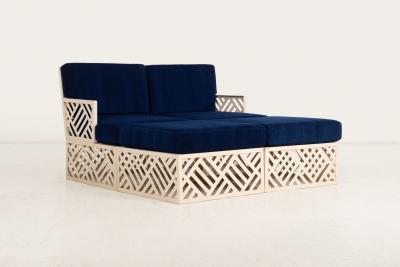 Richard L Sandfort Aluminum Outdoor Lounge Ottomans Set 1950