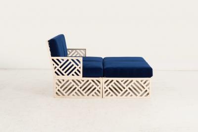 Richard L Sandfort Aluminum Outdoor Lounge Ottomans Set 1950