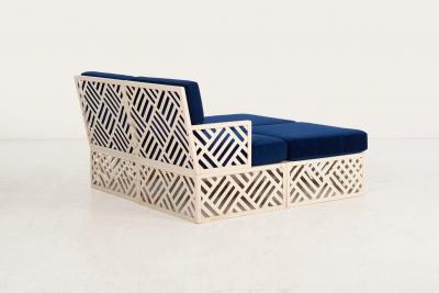 Richard L Sandfort Aluminum Outdoor Lounge Ottomans Set 1950