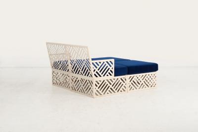 Richard L Sandfort Aluminum Outdoor Lounge Ottomans Set 1950