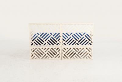 Richard L Sandfort Aluminum Outdoor Lounge Ottomans Set 1950