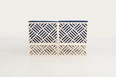 Richard L Sandfort Aluminum Outdoor Lounge Ottomans Set 1950