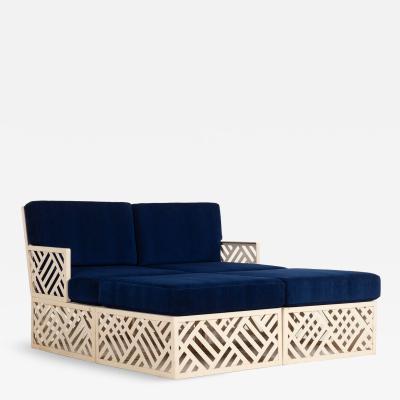 Richard L Sandfort Aluminum Outdoor Lounge Ottomans Set 1950