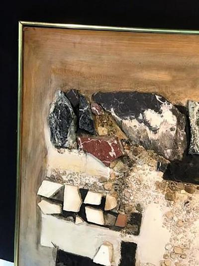 Richard Lee Monumental Stone Wood Terracotta Painted Mural on Wood SIgned Lee