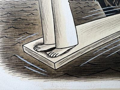 Richard Lippincott Denison Taylor Male Chauvinist Get His Due Walking the Plank Original Artwork Original Artwork