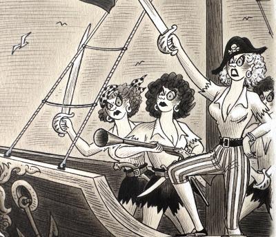Richard Lippincott Denison Taylor Male Chauvinist Get His Due Walking the Plank Original Artwork Original Artwork
