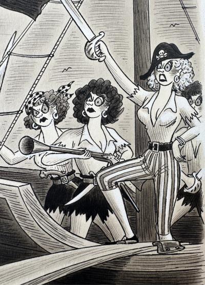 Richard Lippincott Denison Taylor Male Chauvinist Get His Due Walking the Plank Original Artwork Original Artwork