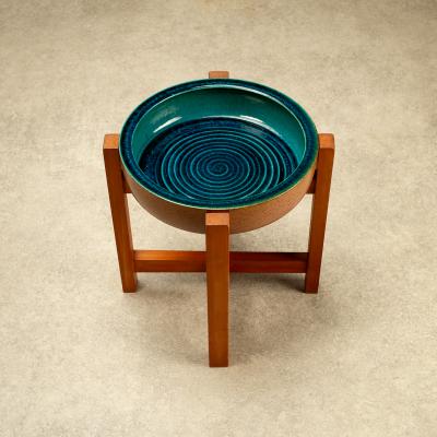 Richard Manz Stoneware Bowl and Stand by Richard Manz for Knabstrup Atelier Denmark 1960s