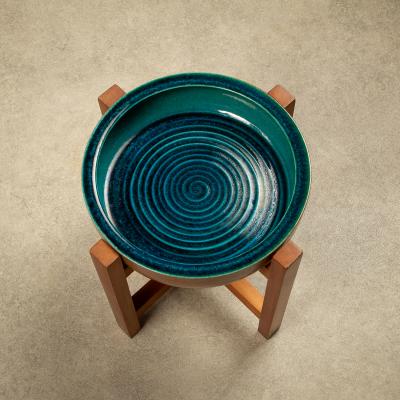 Richard Manz Stoneware Bowl and Stand by Richard Manz for Knabstrup Atelier Denmark 1960s