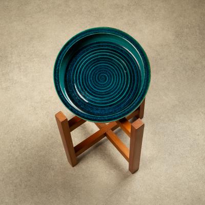Richard Manz Stoneware Bowl and Stand by Richard Manz for Knabstrup Atelier Denmark 1960s