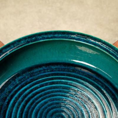Richard Manz Stoneware Bowl and Stand by Richard Manz for Knabstrup Atelier Denmark 1960s