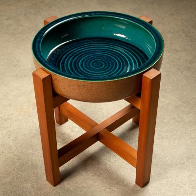 Richard Manz Stoneware Bowl and Stand by Richard Manz for Knabstrup Atelier Denmark 1960s