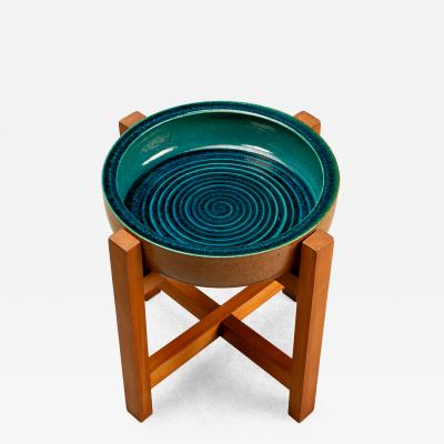 Richard Manz Stoneware Bowl and Stand by Richard Manz for Knabstrup Atelier Denmark 1960s