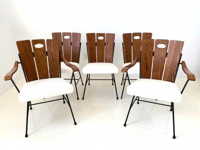 Richard McCarthy Set of Five Iron and Oak Dining Chairs by Richard McCarthy