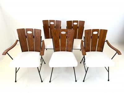 Richard McCarthy Set of Five Iron and Oak Dining Chairs by Richard McCarthy