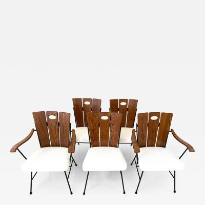 Richard McCarthy Set of Five Iron and Oak Dining Chairs by Richard McCarthy