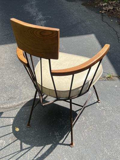 Richard McCarthy TRIO OF MID CENTURY WIRE AND WOOD CAPTAIN CHAIRS BY RICHARD McCARTHY