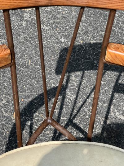 Richard McCarthy TRIO OF MID CENTURY WIRE AND WOOD CAPTAIN CHAIRS BY RICHARD McCARTHY